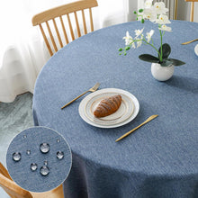 Runde Tischdecke Blau Leinenoptik Ø140cm | Wasserabweisend & Kratzfest