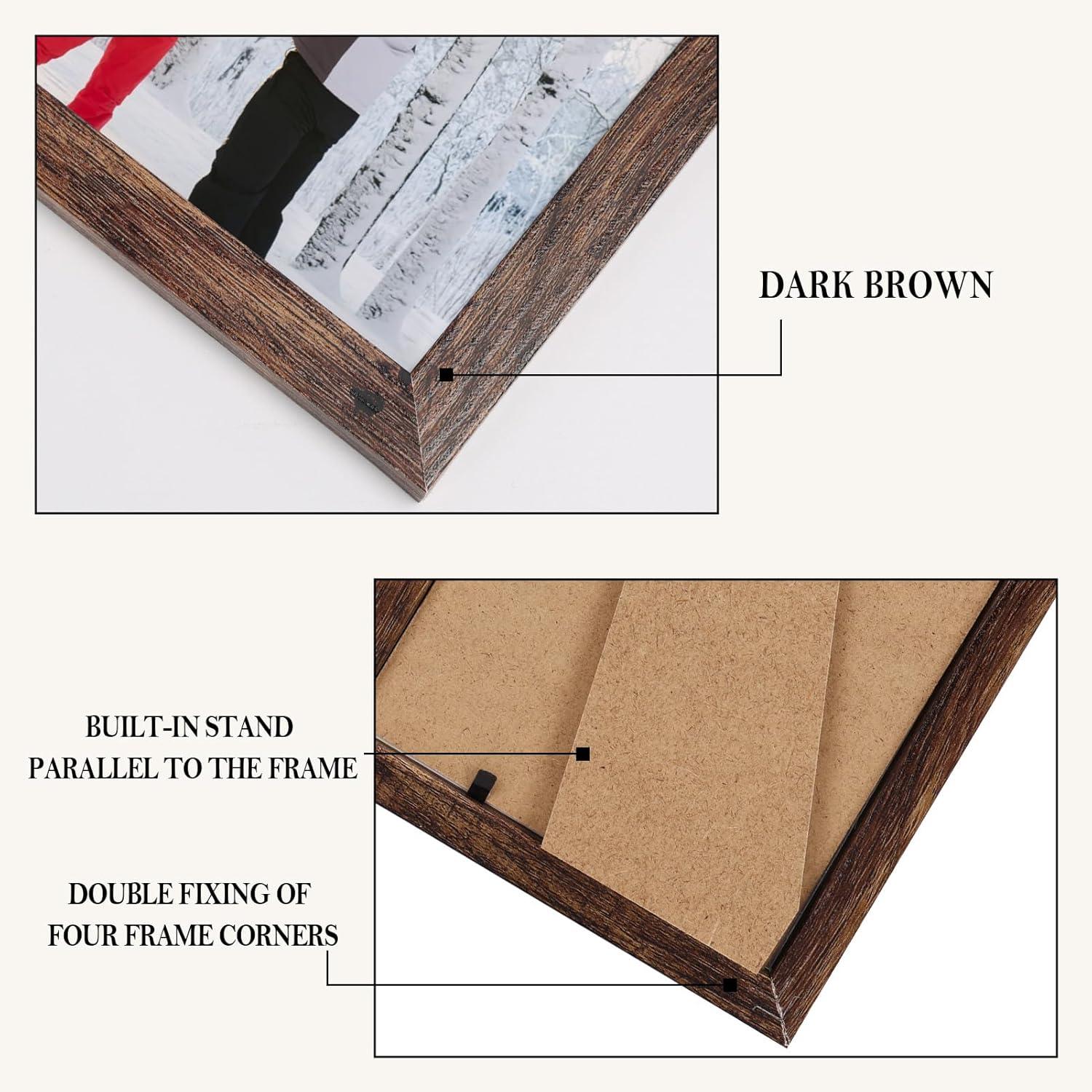 Fotorahmen Set 18x Bilderrahmen Dunkelbraun 10x15 cm für Wand und Tisch