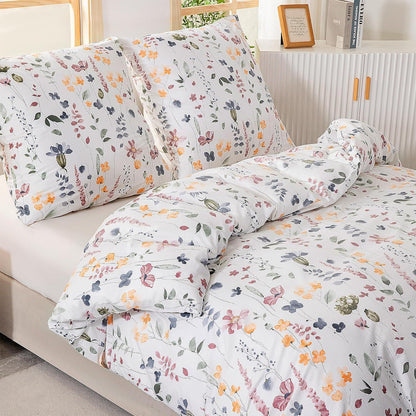 Bettwäsche-Set 135x200 Baumwolle Blumenmuster 4-teilig