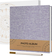 Selbstklebendes Fotoalbum 10x15 Leinen Hochzeit 40 Seiten Lila