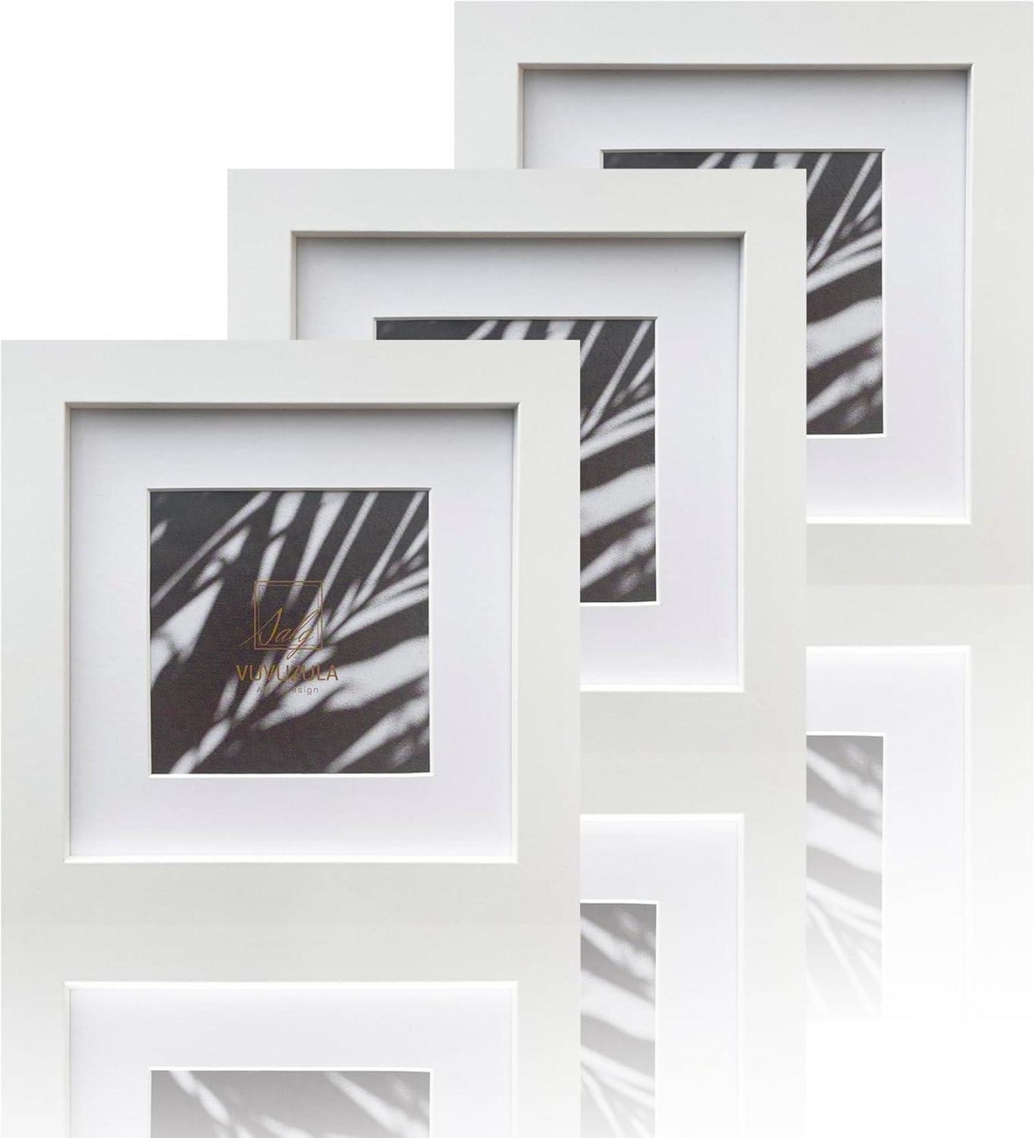 Bilderrahmen 15x15cm Weiß Holz Fotorahmen MDF Rahmen 3er Set