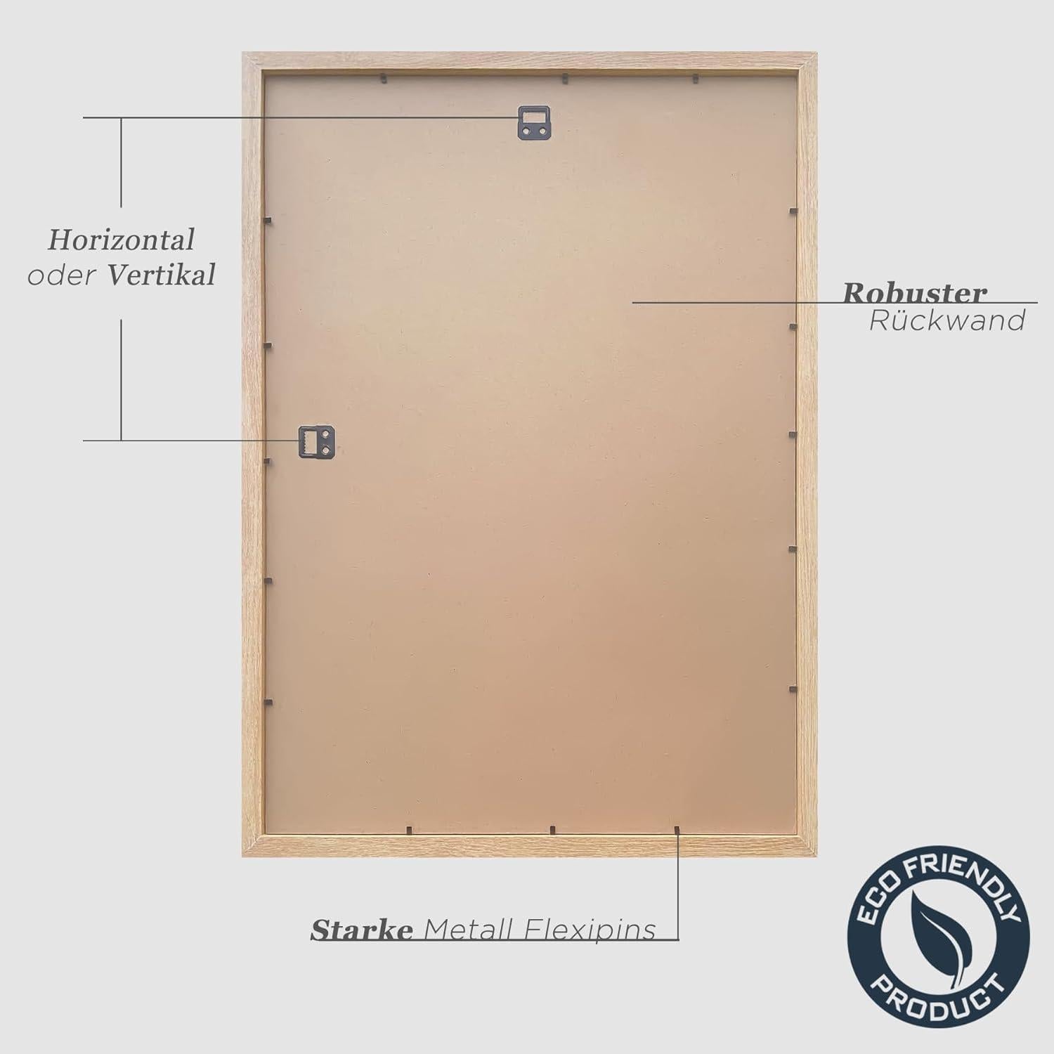 Fotorahmen Set 3er Holz 40x60cm Eiche Natur