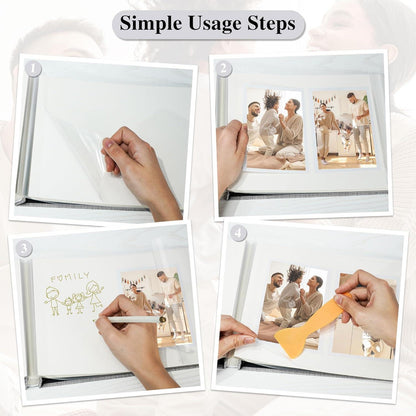 Selbstklebendes Fotoalbum 10x15 Leinen 60 weiße Seiten Jahrestag Beige