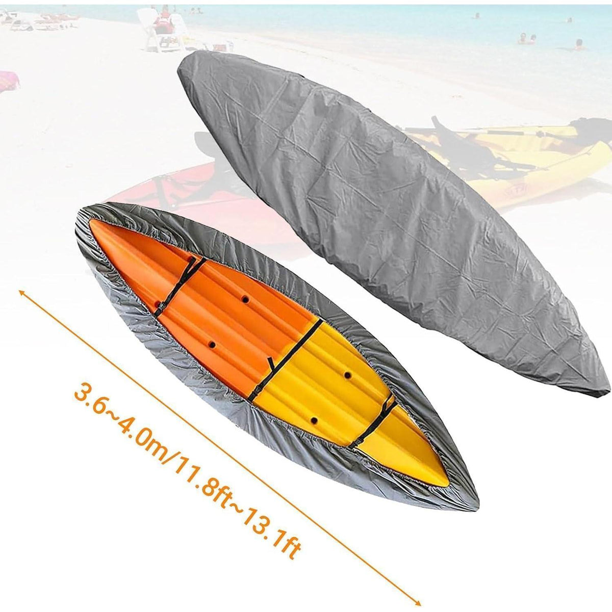 420D Kajakabdeckung wasserdicht, UV-Schutz, Grau 3.6-4.0m