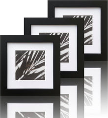 Schwarze Bilderrahmen 15x15cm Quadratisch 3er Set mit Passepartout