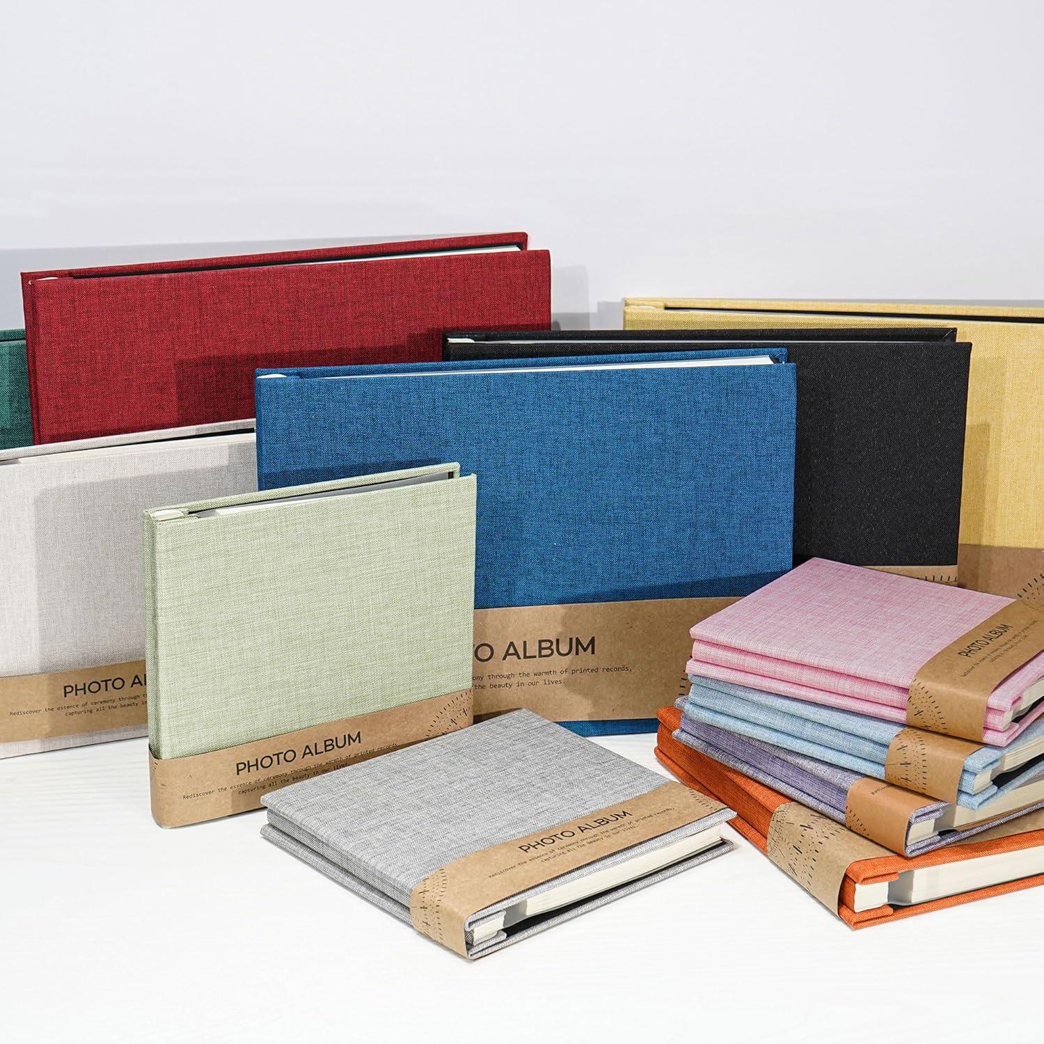 Selbstklebendes Fotoalbum 10x15 cm, Leinen, 60 weiße Seiten, Gelb