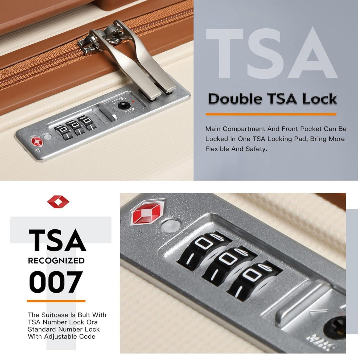 Hartschale Kofferset 3-tlg. 4 Rollen TSA-Schloss Handgepäck-Set