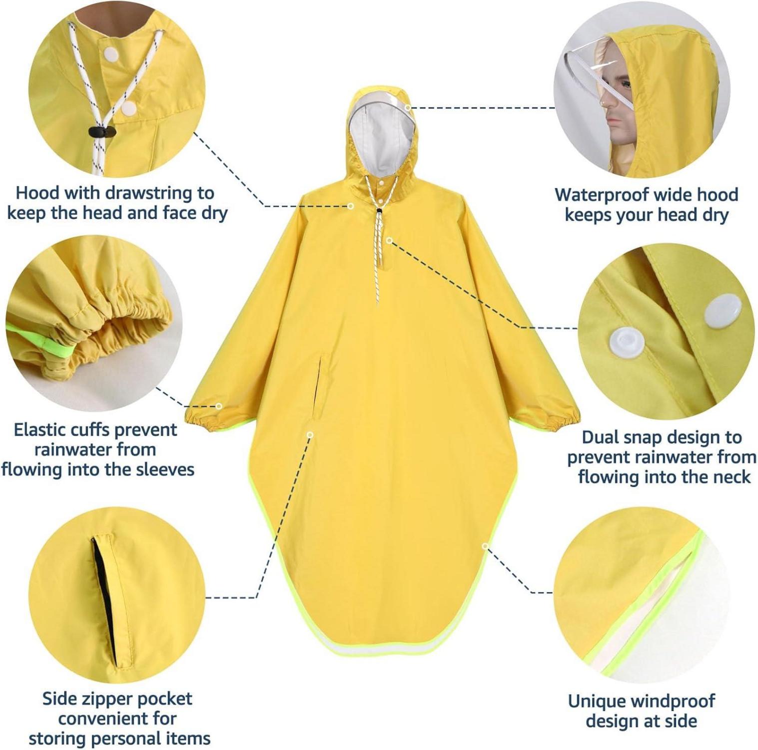 ANYOO Wasserdichter Regenponcho mit Kapuze für Damen und Herren