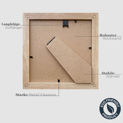 Quadratischer Fotorahmen Holz Natur 15x15cm 3er Set mit Passepartout