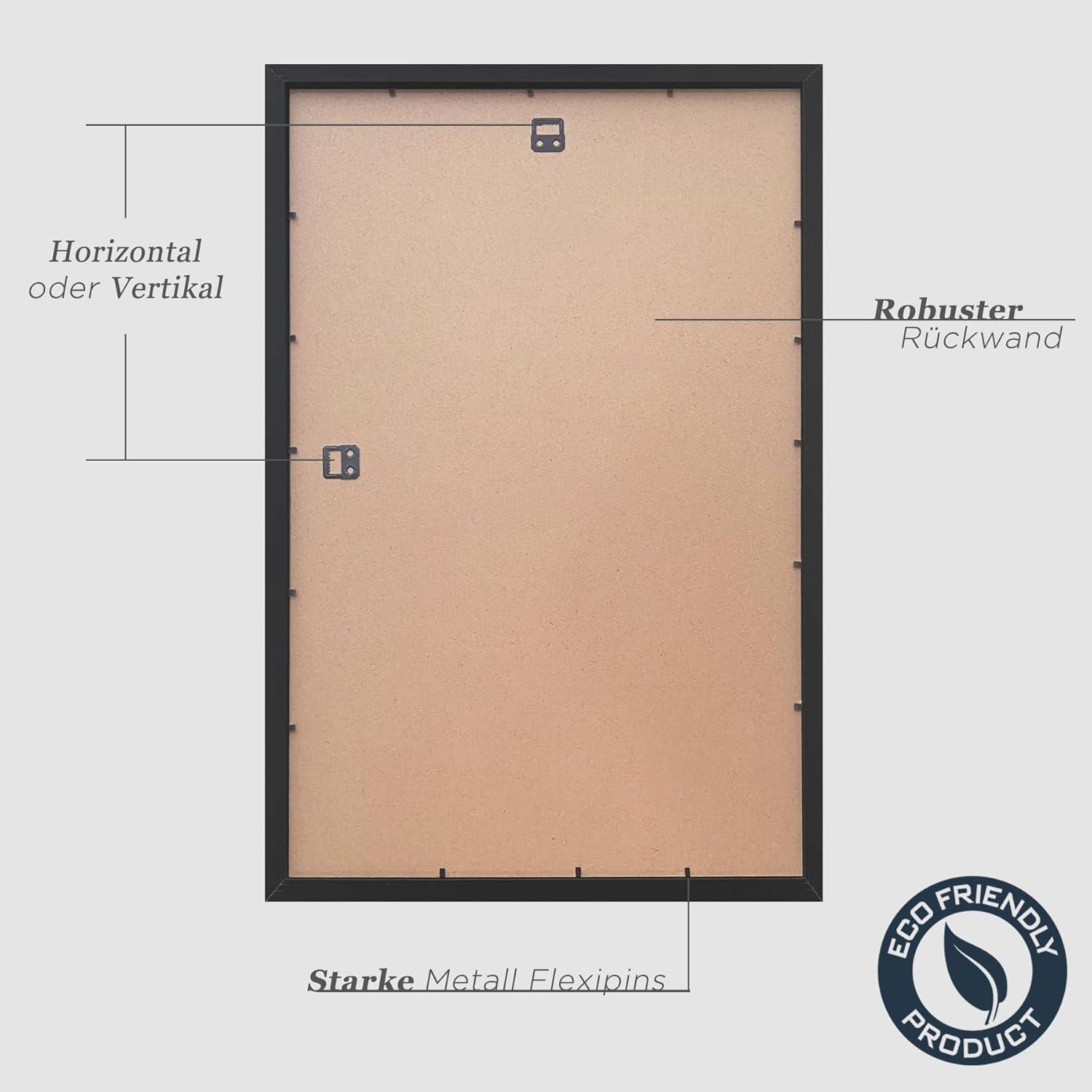 Schwarze Bilderrahmen Set A2 Holz Fotorahmen 3er Set Din A2