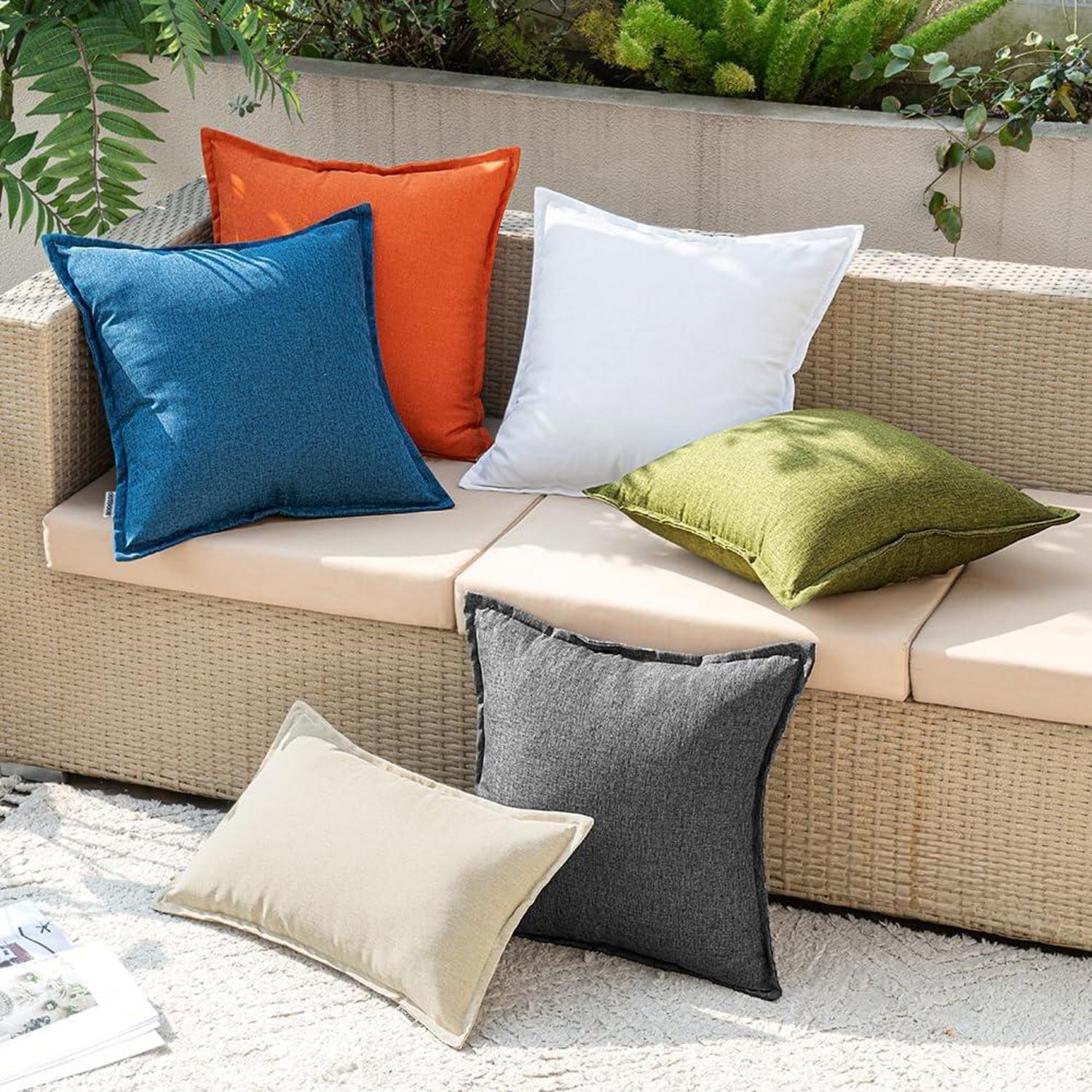 Outdoor Kissen 50x50 cm wasserfestes Dekokissen 2er Set Pfauenblau