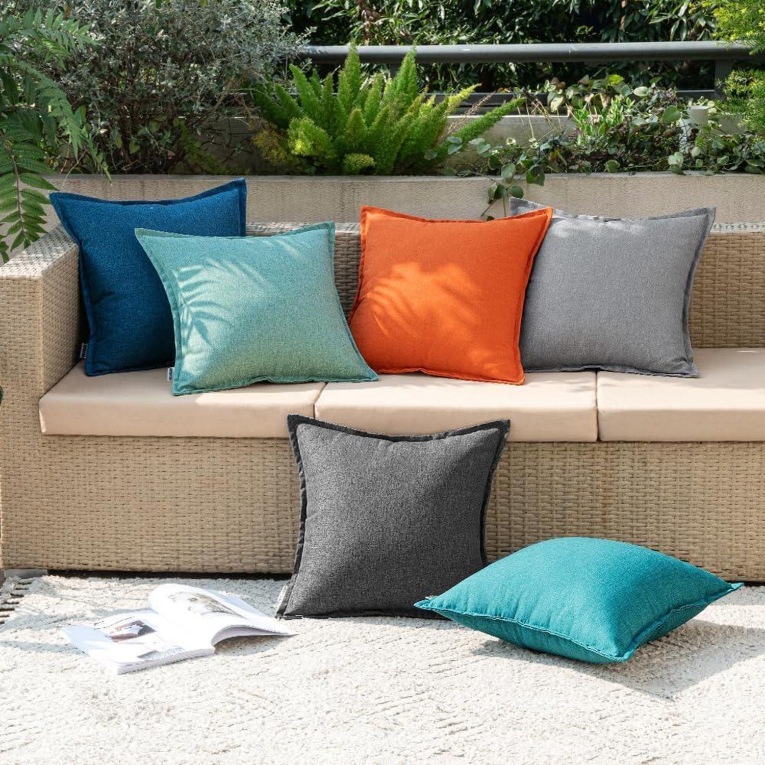 Wetterfestes Outdoor-Kissenbezug Set 50x50cm Deko Pfauenblau