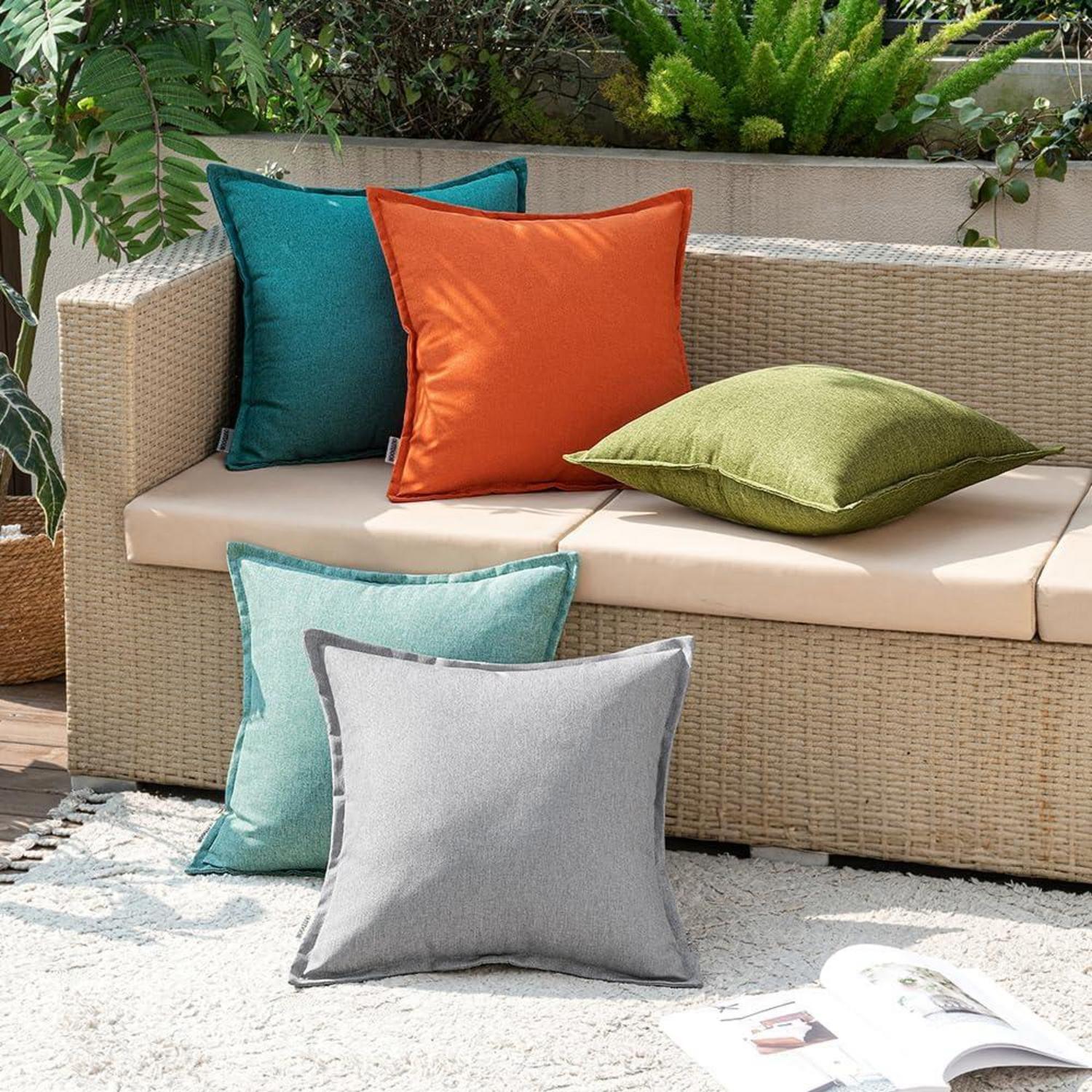 Wasserfeste Outdoor Kissenbezüge 45x45cm 2er Set Grau Sofakissen