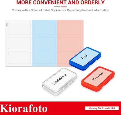 18er Packung Micro-SD-Kartenetui, transparent, 3 Farben, Aufbewahrungsbox