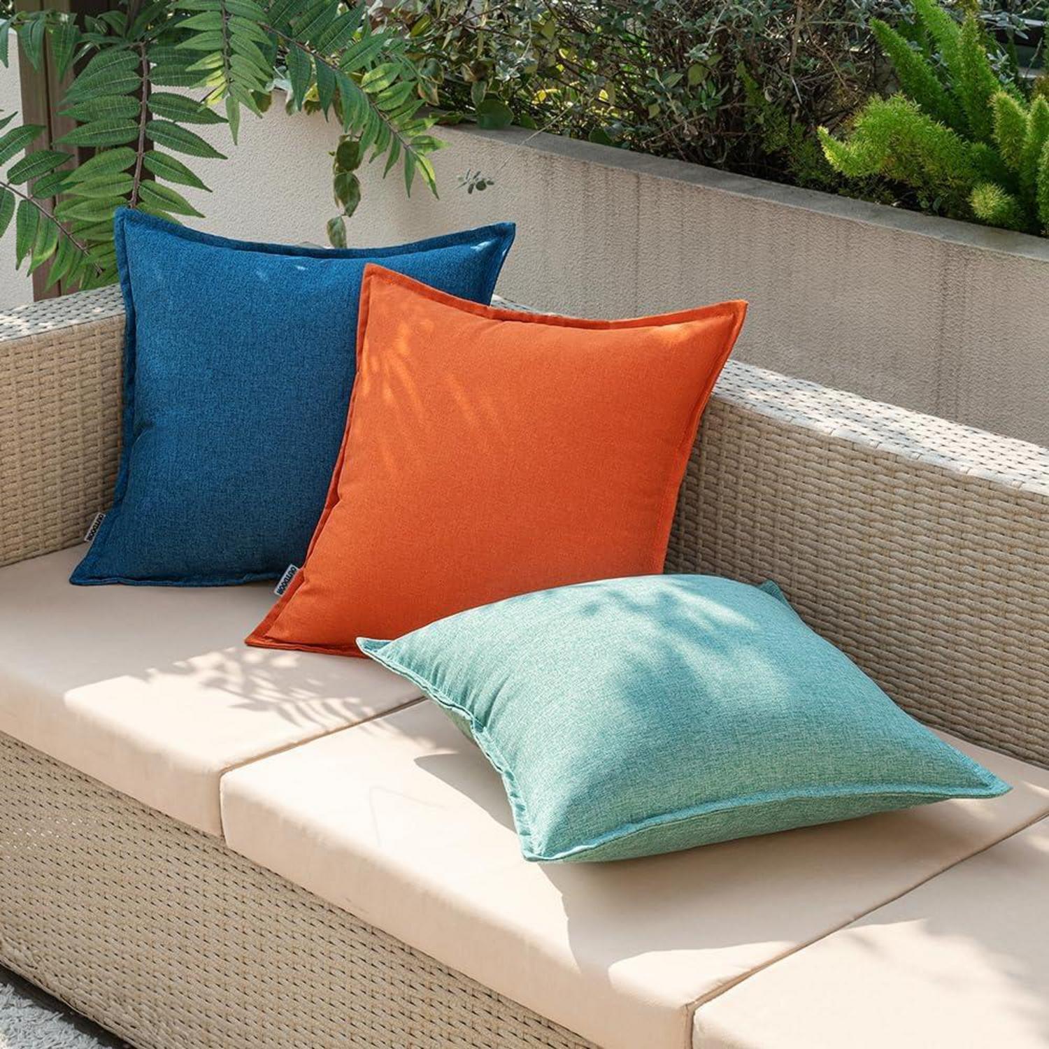 Outdoor Kissen 2er Set Wasserdicht 45x45cm Cyan - Wetterfest Dekokissen für Garten Sofa Bett