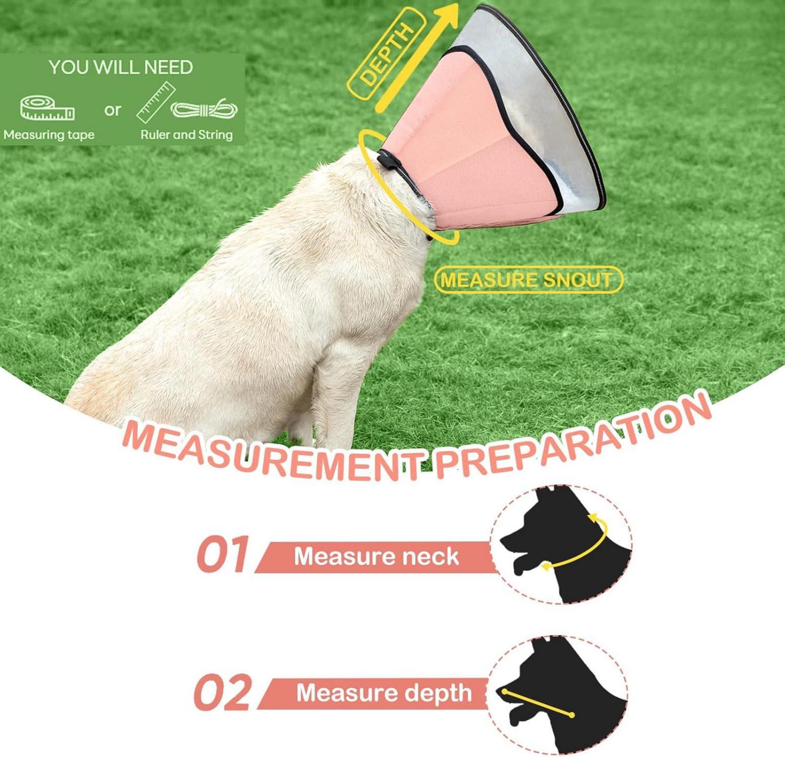 Halskrause Hund Leckschutz nach Operation 360° Weich Vision PVC Pink
