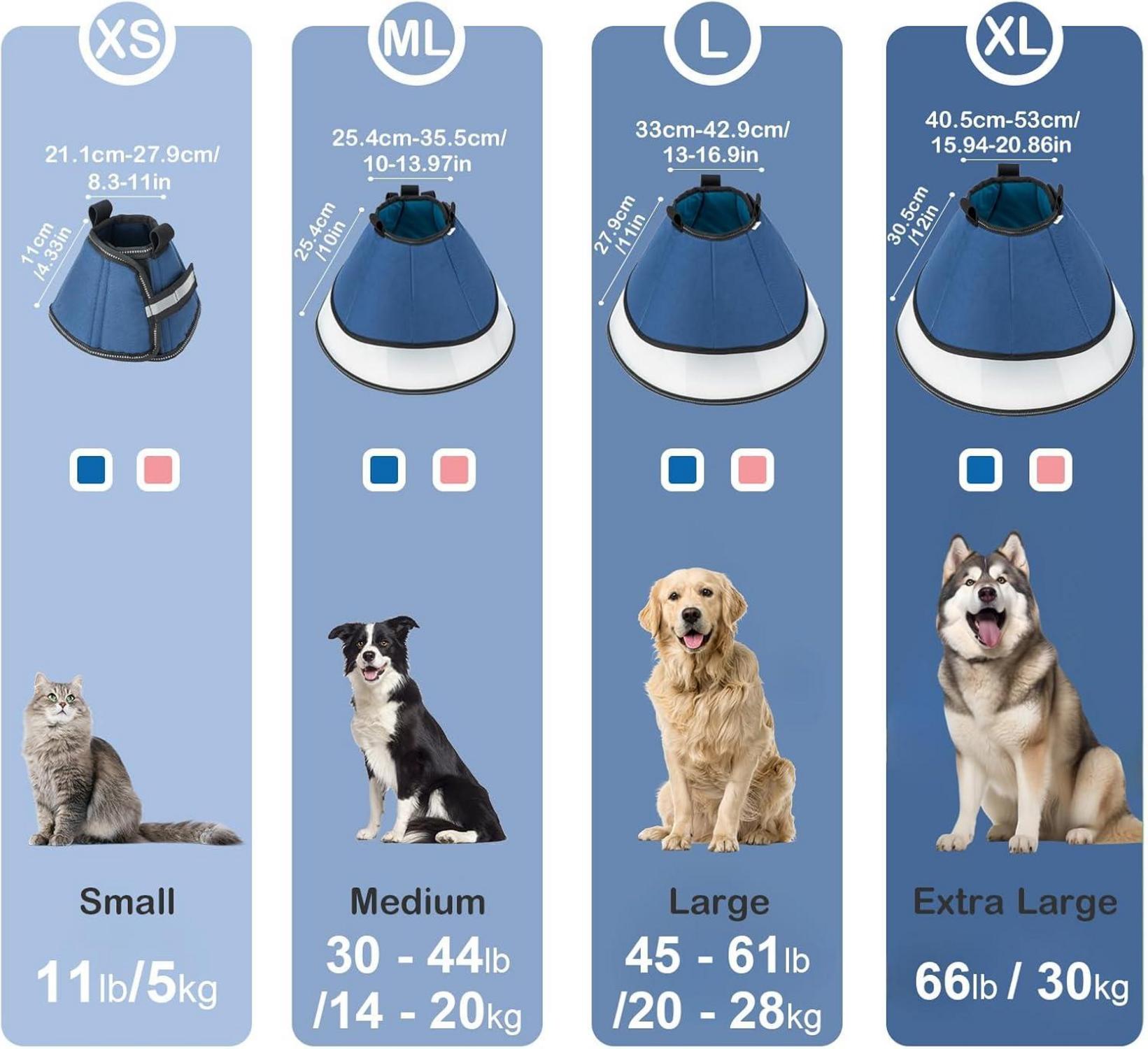 Halskrause Hund Leckschutz Operation 360° Sicht XL Blau