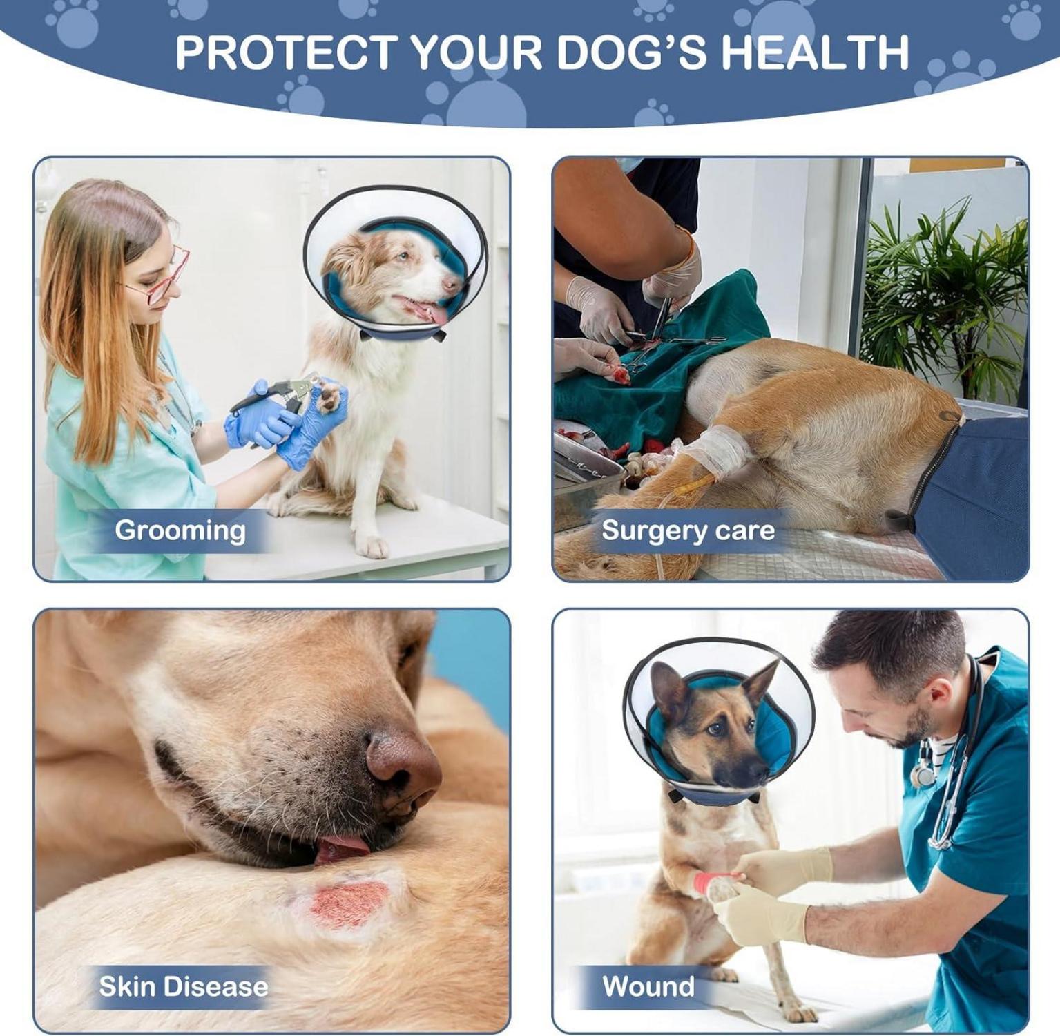 Halskrause Hund Leckschutz Operation 360° Weich Blau ML
