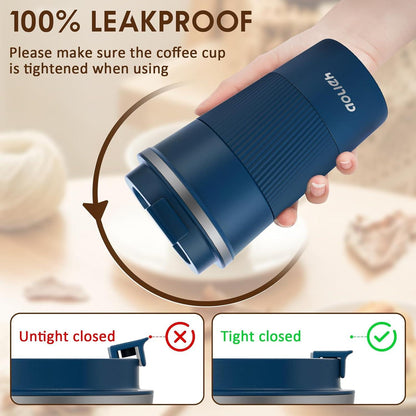 Aolieh Thermobecher Edelstahl Travel Mug Kaffeebecher Auslaufsicher 510ml Marineblau