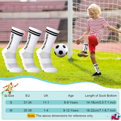 Kinder Fußballsocken Anti Rutsch 3 Paar Weiß Größe 31-34