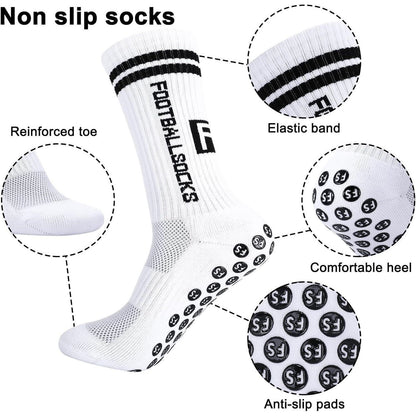 Kinder Fußballsocken Anti Rutsch 3 Paar Weiß Größe 31-34