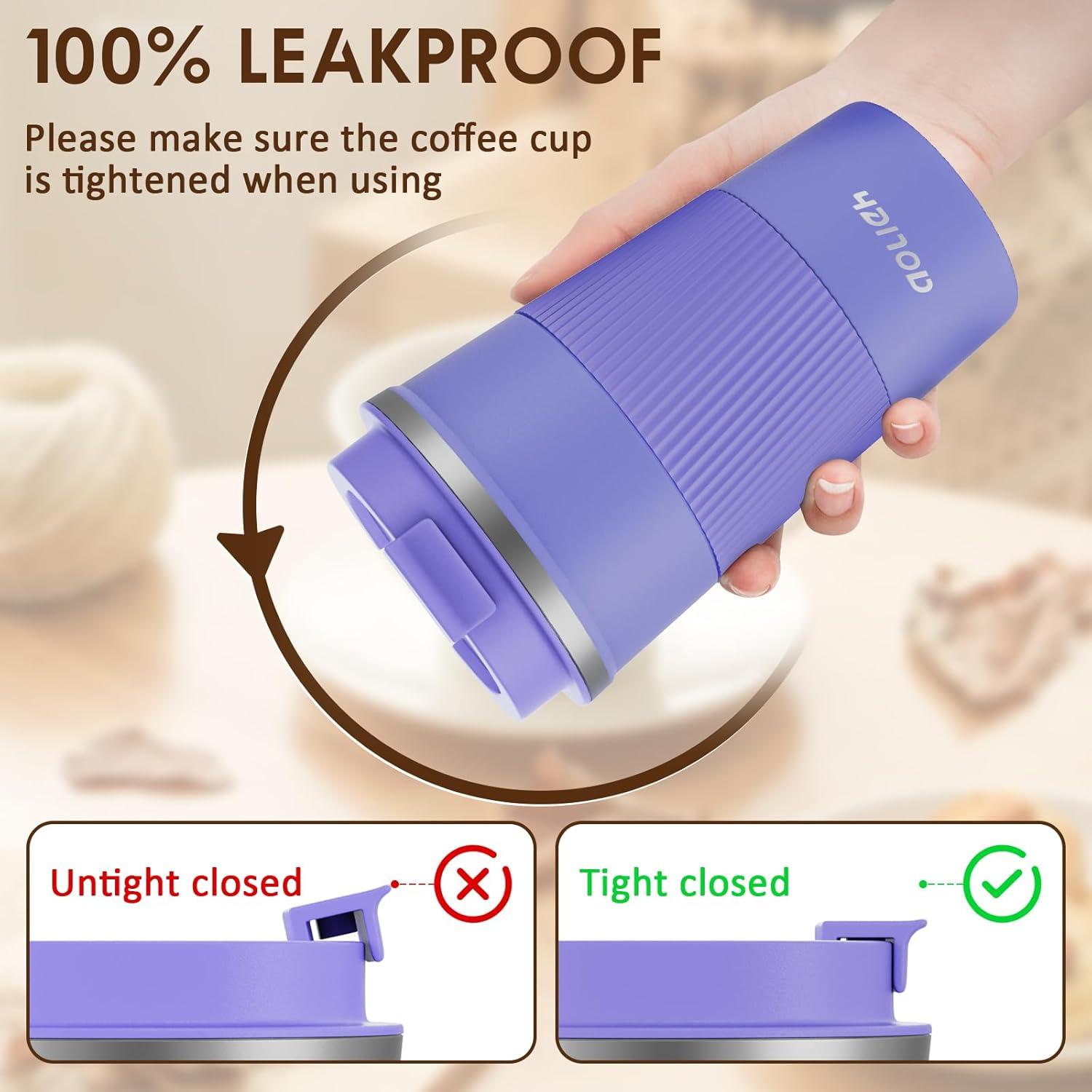 Aolieh Thermobecher Edelstahl 510ml Lila Auslaufsicher Travel Mug