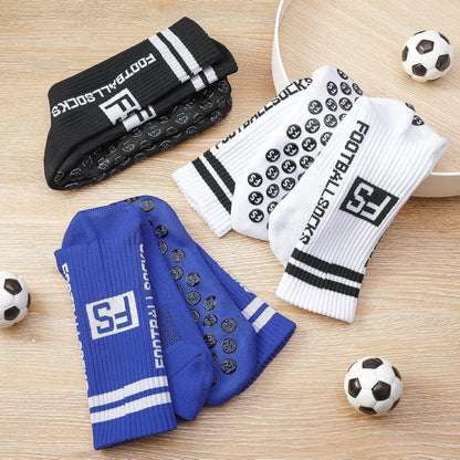 3 Paar Kinder Fußballsocken mit Anti-Rutsch-Grip, atmungsaktiv, Größe 31-34