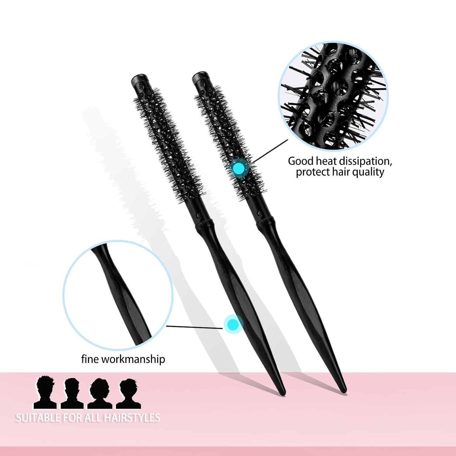 Mini-Rundbürste für Föhnen und Locken, Hitzebeständige Haarbürste