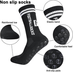 3 Paare Kinder Fußball Socken Anti Rutsch Sportsocken Größe 31-34 Schwarz