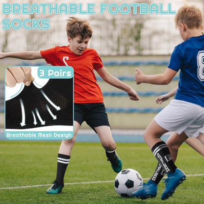 3 Paare Kinder Fußball Anti-Rutsch Sportsocken 31-34 Schwarz