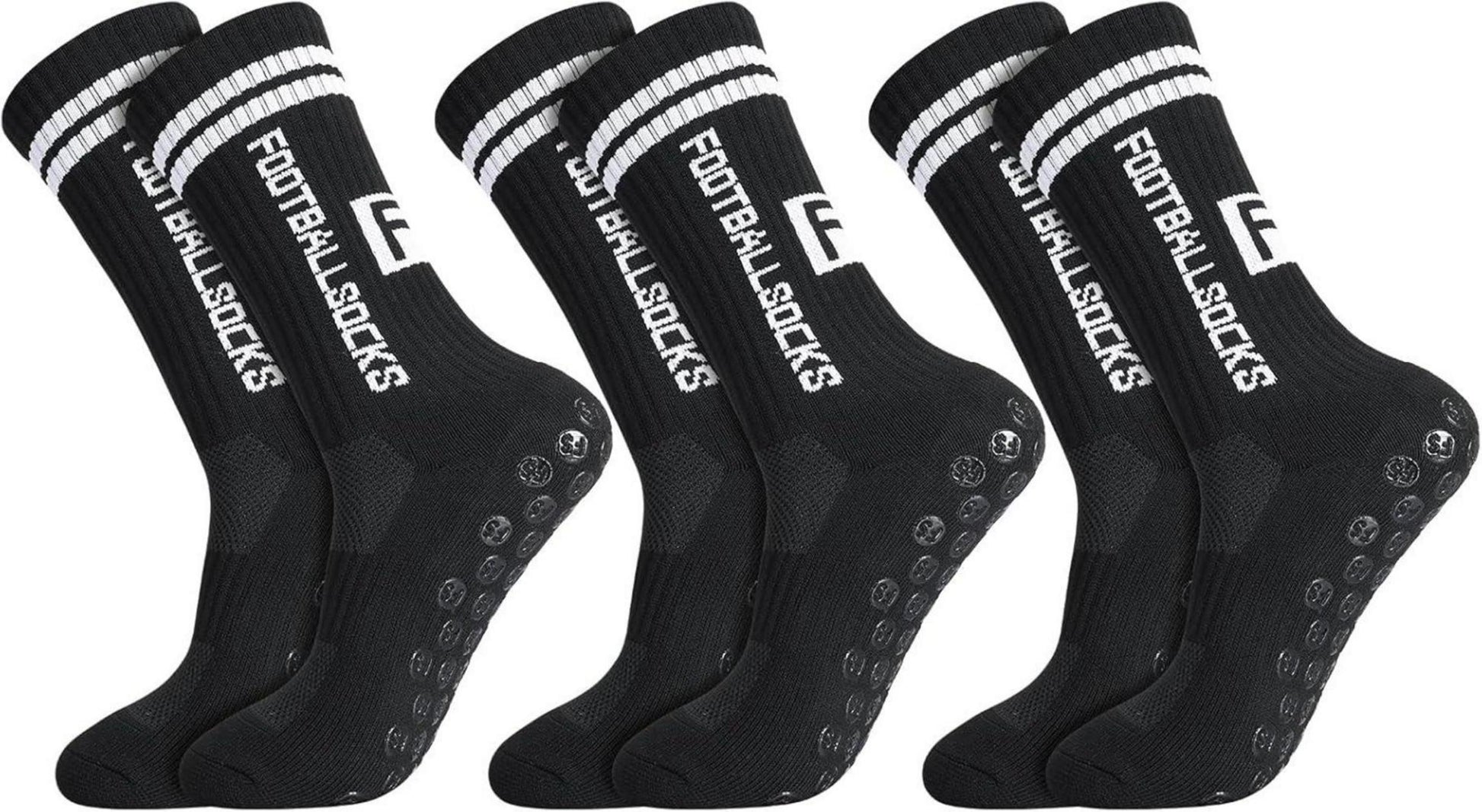 3 Paare Kinder Fußball Socken Anti Rutsch Sportsocken Größe 31-34 Schwarz