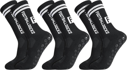 3 Paare Kinder Fußball Socken Anti Rutsch Sportsocken Größe 31-34 Schwarz
