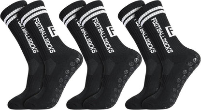 3 Paare Kinder Fußball Socken Anti Rutsch Sportsocken Größe 31-34 Schwarz