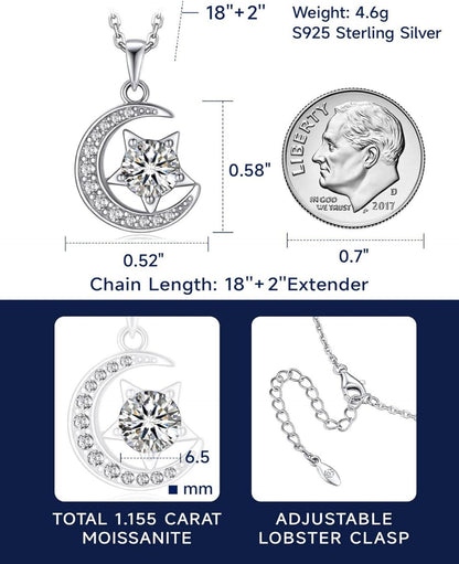 Moissanite Halskette Damen Silber 925 1/2 Karat Diamant Kette Solitär