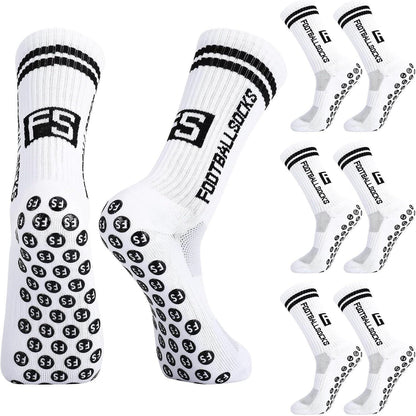 Kinder Fußballsocken 3 Paar Anti-Rutsch Grip Größe 35-39 Weiß