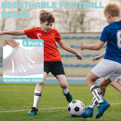 Kinder Fußballsocken 3 Paar Anti-Rutsch Grip Größe 35-39 Weiß