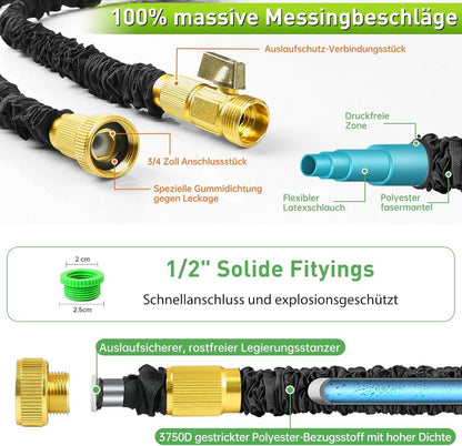 Flexibler Gartenschlauch 30m ausdehnbar 10 Sprühmuster Adapter