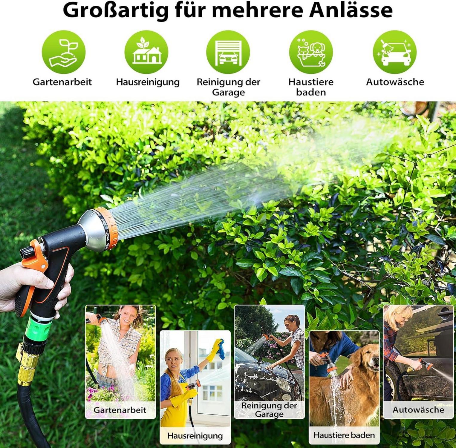 Flexibler Gartenschlauch 30m ausdehnbarer Wasserschlauch 10 Sprühmuster Adapter