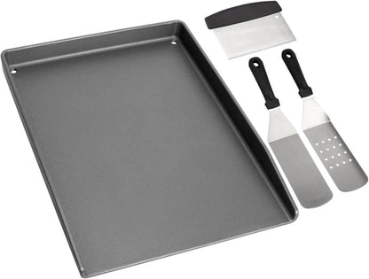 Gusseisen Plancha Grillplatte BBQ Set Grillspachtel Zubehör Gasgrills