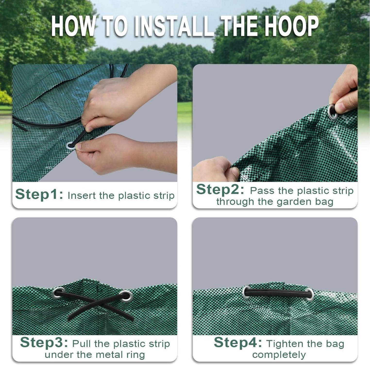 Gartenabfallsack 500L Stabil Robust Selbststehend Faltbar Wiederverwendbar Laubsäcke Geeignet für Gras Laubstreu Handschuhen