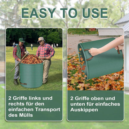 2x 500L Gartenabfallsack robust selbststehend Faltbar Wiederverwendbar