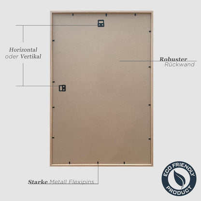 Bilderrahmen A2 Holz Eiche Fotorahmen 42x59.4cm 2er Set MDF Rahmen Natur Beige
