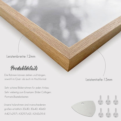 Bilderrahmen Set Holzrahmen Eiche 3er Fotorahmen A4 DIN A4 Natur