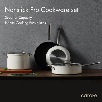 CAROTE Töpfe Pfannen 6tlg Kochgeschirr Antihaft Weiß 28cm 24cm 22cm