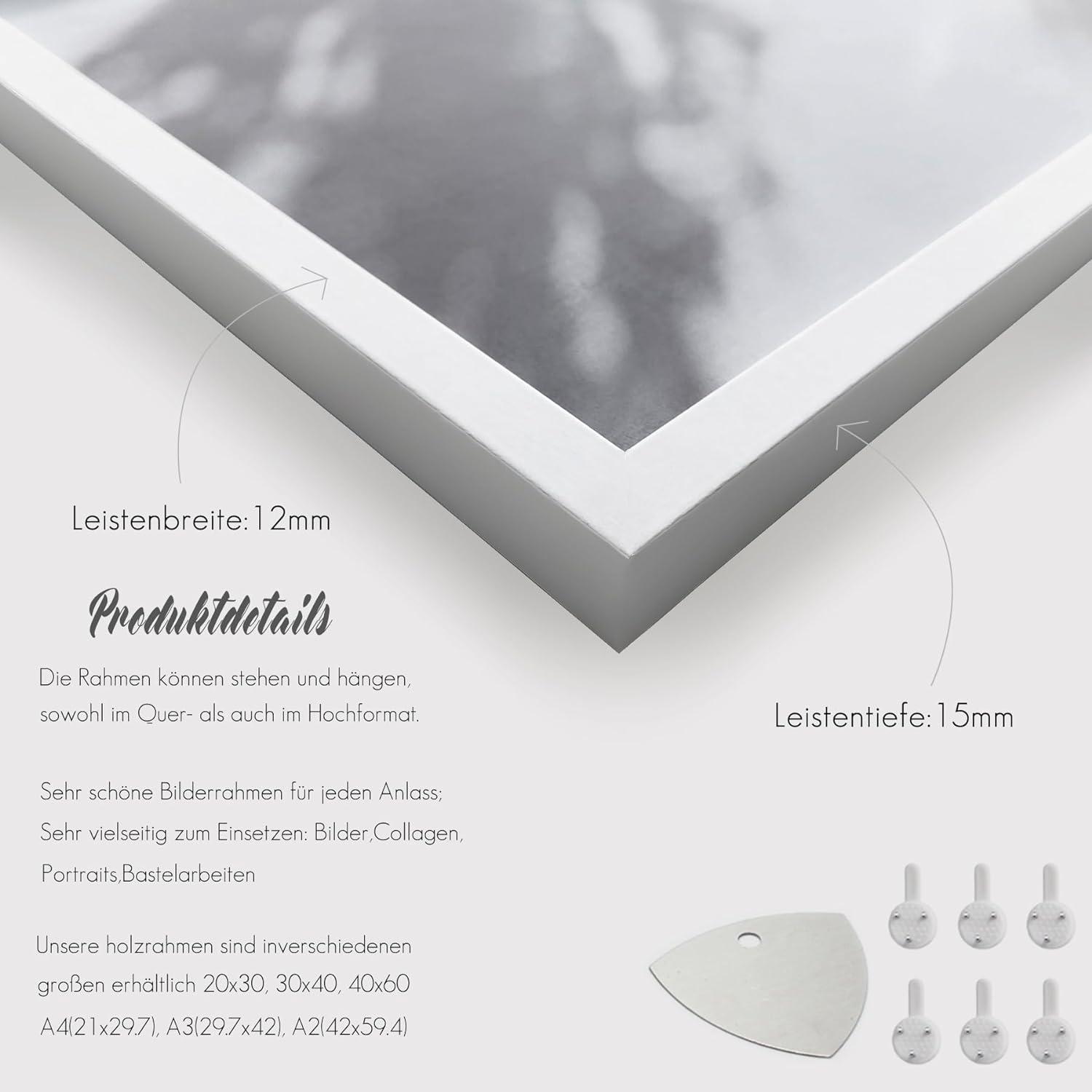 Weißer Holzbilderrahmen 40x60cm 3er Set Fotorahmen MDF Rahmen