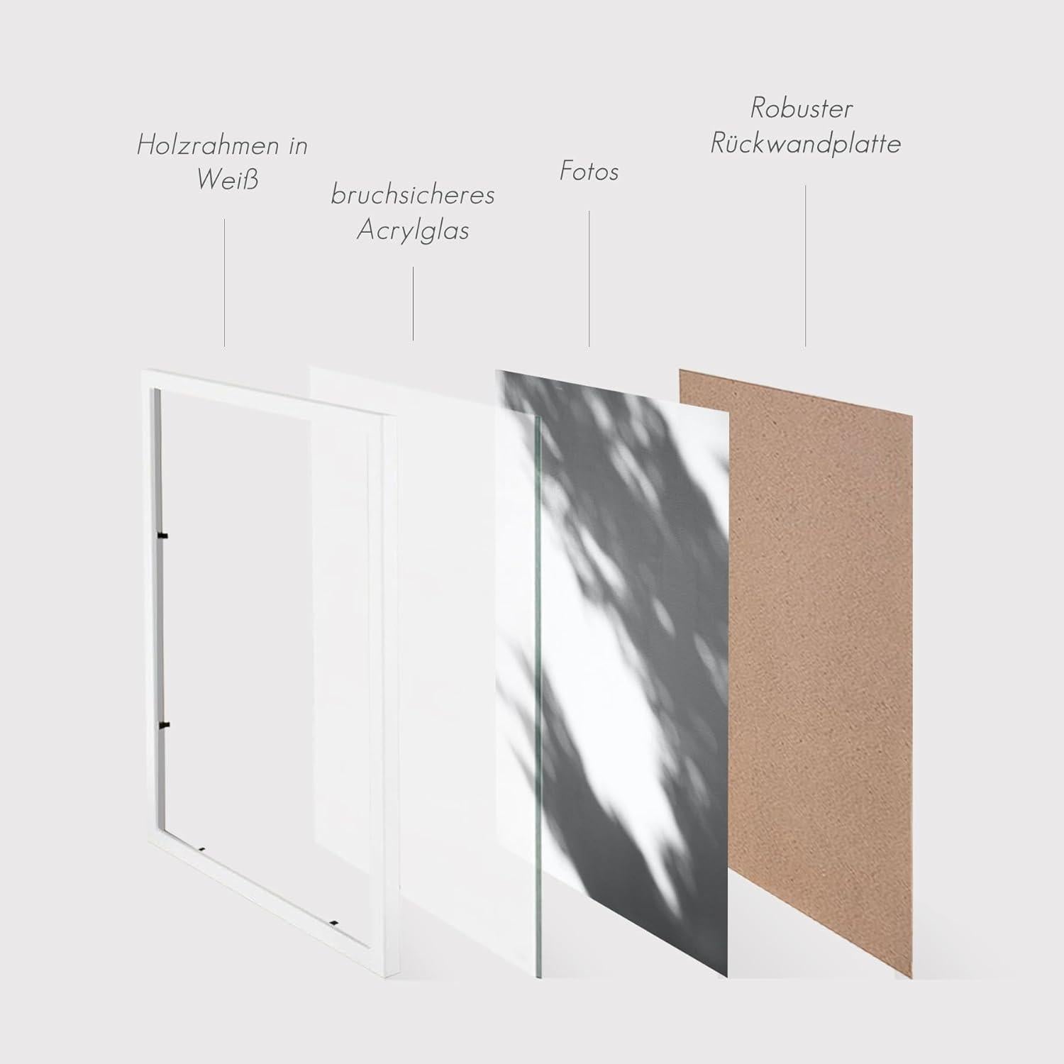 Bilderrahmen 40x60cm Weiß Holz 3er Set Fotorahmen MDF Rahmen