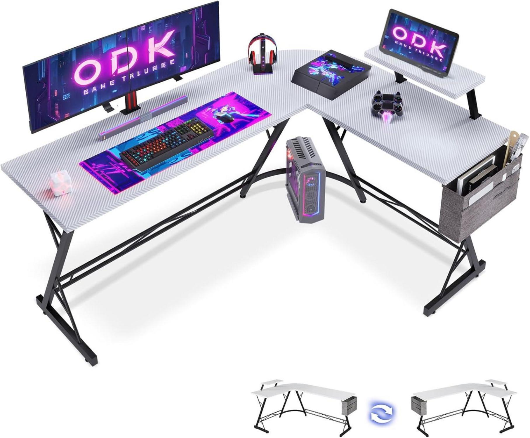 Gaming Schreibtisch L Form mit Monitorständer 167 x 120 cm