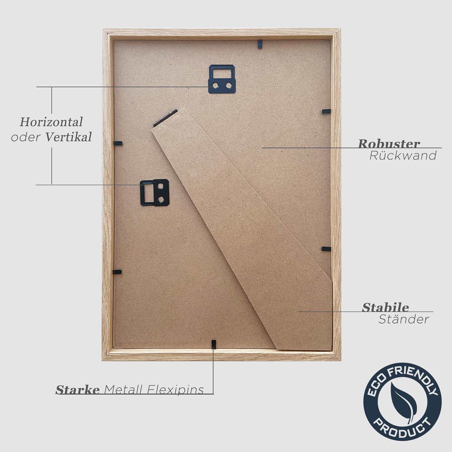 Bilderrahmen 20x30cm Holz Eiche Fotorahmen MDF Rahmen Natur Beige