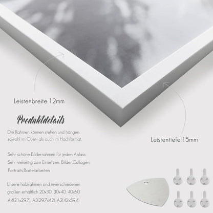 Fotorahmen Holz Weiß | Bilderrahmen A3 3er Set 30x42cm | Urkundenrahmen