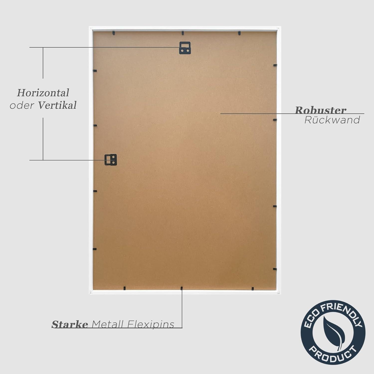 Bilderrahmen A2 Weiß Holz 2er Set 42x59.4cm Fotorahmen MDF DIN A2